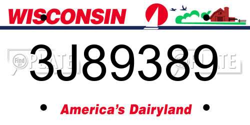 3J89389 Wisconsin License Plate