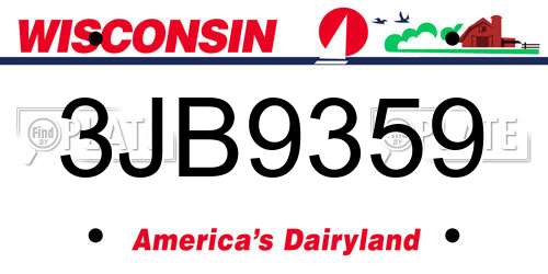 3JB9359 Wisconsin License Plate