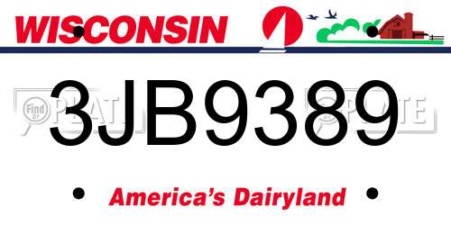 3JB9389 Wisconsin License Plate