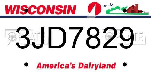 3JD7829 Wisconsin License Plate