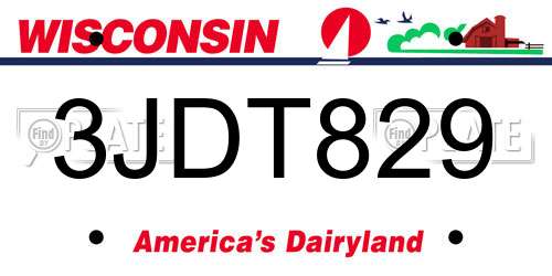3JDT829 Wisconsin License Plate