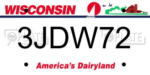 3JDW72 Wisconsin License Plate