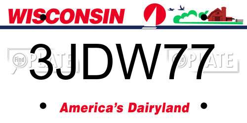 3JDW77 Wisconsin License Plate
