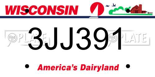 3JJ391 Wisconsin License Plate