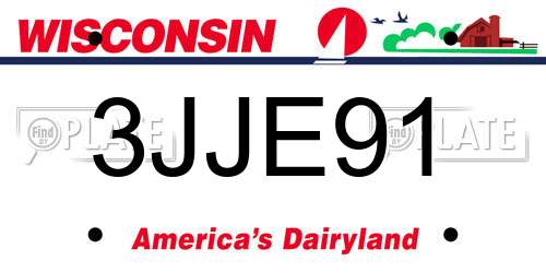 3JJE91 Wisconsin License Plate