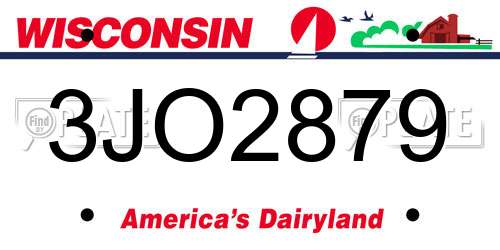 3JO2879 Wisconsin License Plate