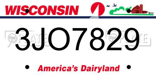 3JO7829 Wisconsin License Plate