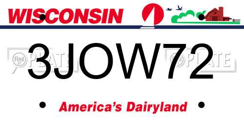 3JOW72 Wisconsin License Plate