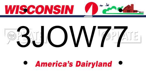 3JOW77 Wisconsin License Plate