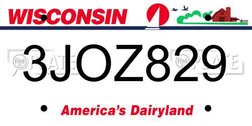 3JOZ829 Wisconsin License Plate