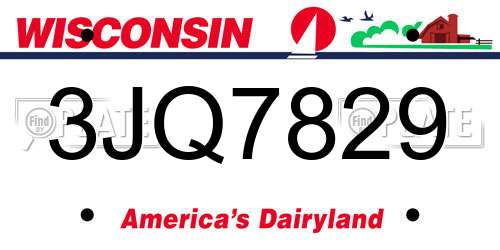 3JQ7829 Wisconsin License Plate