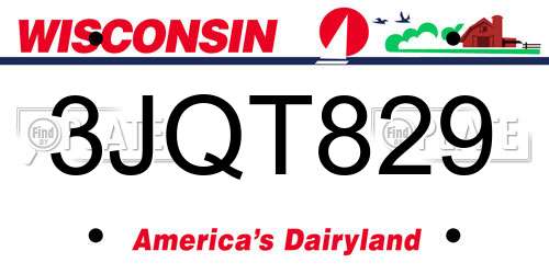 3JQT829 Wisconsin License Plate