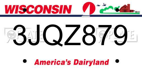 3JQZ879 Wisconsin License Plate