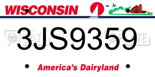 3JS9359 Wisconsin License Plate