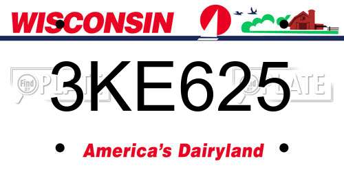 3KE625 Wisconsin License Plate
