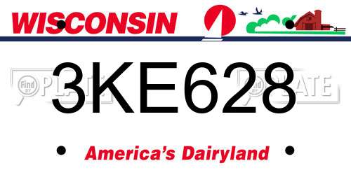 3KE628 Wisconsin License Plate