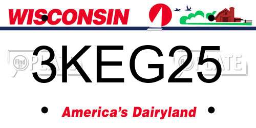 3KEG25 Wisconsin License Plate