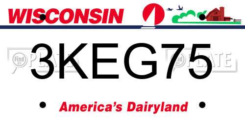 3KEG75 Wisconsin License Plate