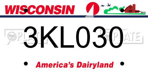 3KL030 Wisconsin License Plate