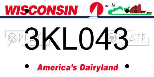 3KL043 Wisconsin License Plate