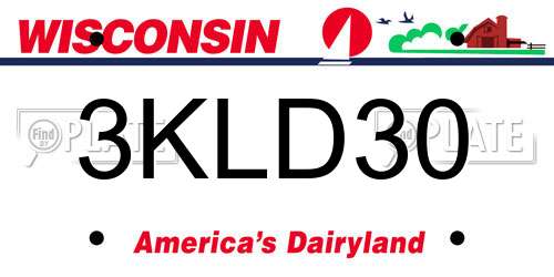 3KLD30 Wisconsin License Plate