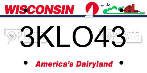 3KLO43 Wisconsin License Plate