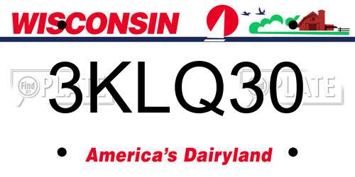 3KLQ30 Wisconsin License Plate