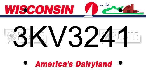 3KV3241 Wisconsin License Plate