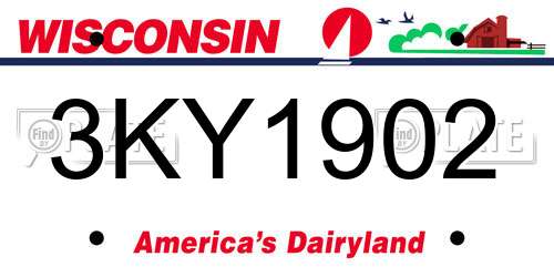 3KY1902 Wisconsin License Plate