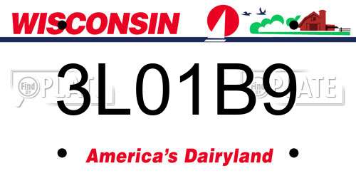 3L01B9 Wisconsin License Plate