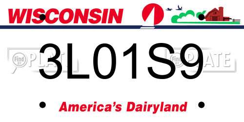 3L01S9 Wisconsin License Plate