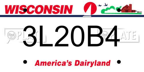 3L20B4 Wisconsin License Plate