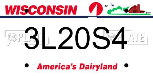 3L20S4 Wisconsin License Plate