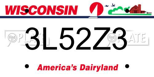 3L52Z3 Wisconsin License Plate
