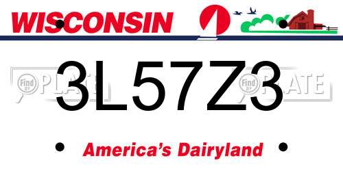 3L57Z3 Wisconsin License Plate