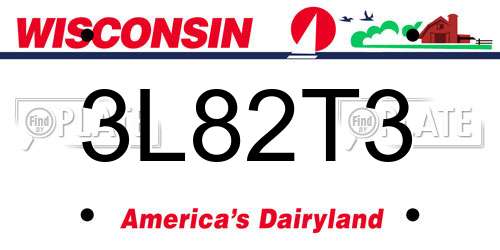 3L82T3 Wisconsin License Plate