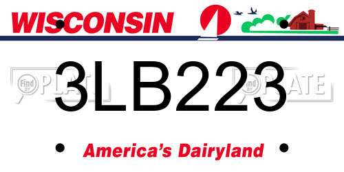 3LB223 Wisconsin License Plate