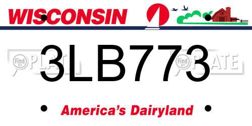 3LB773 Wisconsin License Plate