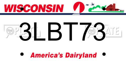 3LBT73 Wisconsin License Plate