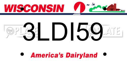 3LDI59 Wisconsin License Plate