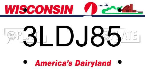 3LDJ85 Wisconsin License Plate