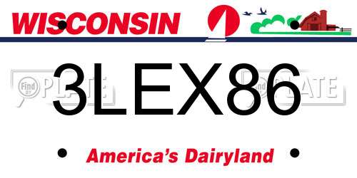3LEX86 Wisconsin License Plate