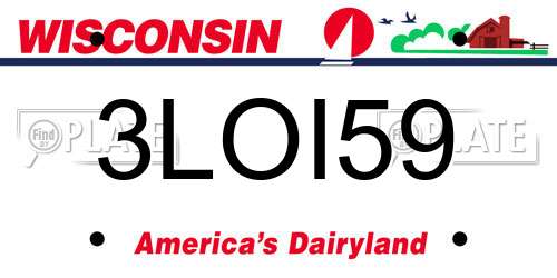 3LOI59 Wisconsin License Plate