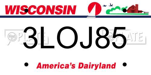 3LOJ85 Wisconsin License Plate