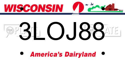 3LOJ88 Wisconsin License Plate