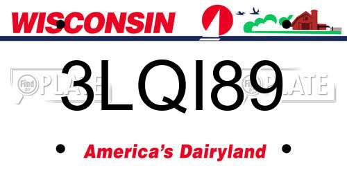 3LQI89 Wisconsin License Plate
