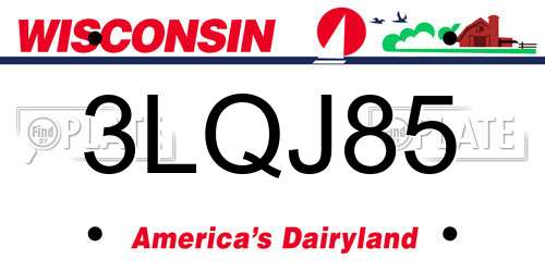 3LQJ85 Wisconsin License Plate