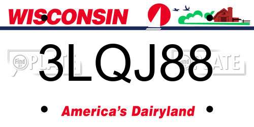 3LQJ88 Wisconsin License Plate