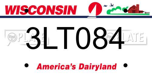 3LT084 Wisconsin License Plate