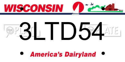 3LTD54 Wisconsin License Plate